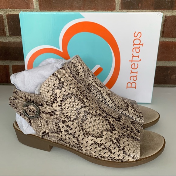 BareTraps Shoes - Baretraps Womens Scotlyn Faux Leather Ankle Strap snake print sandals US 8 M NEW